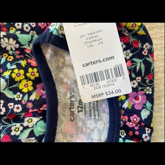 CARTER’S 12M Flower Print Knit Dress - Picture 4 of 4